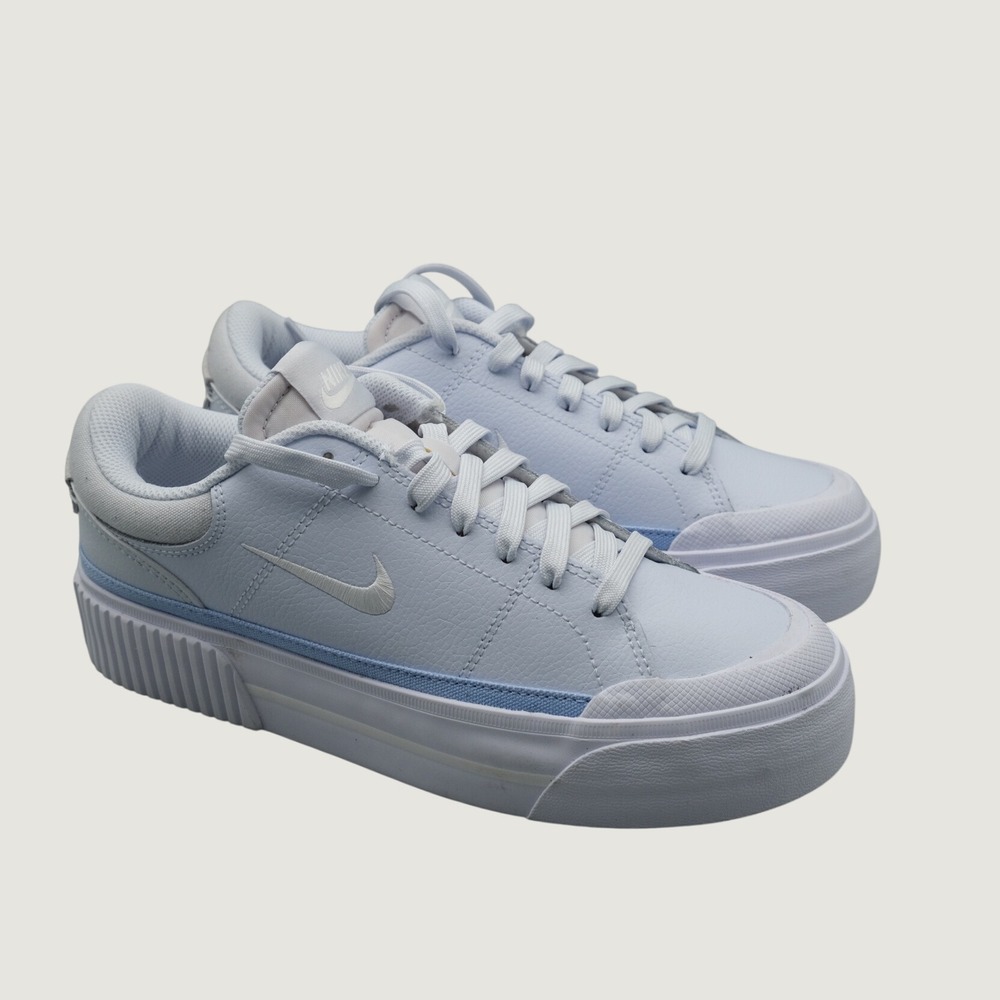 Nike Court Legacy Lift Womens 7.5 Light Blue Platform Sneaker FV5526-001